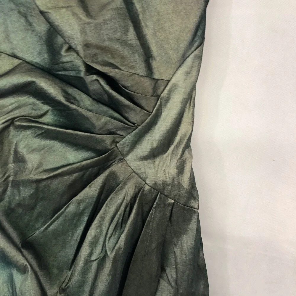 Jessica McClintock Dress Womens 8 Metallic Blue Green Prom Short Ruffle 90s NEW - Picture 3 of 7
